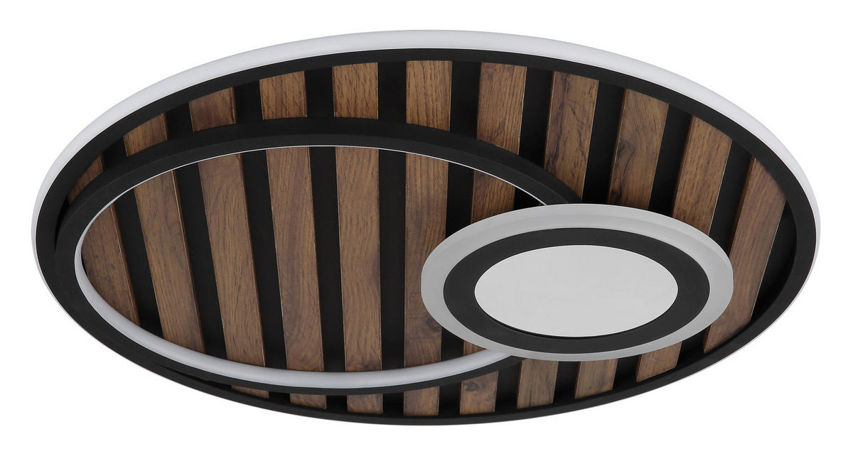 STROPNÍ LED SVÍTIDLO, 50/8 cm  - bílá/tmavě hnědá, Natur, kov/kompozitní dřevo (50/8cm) - Globo
