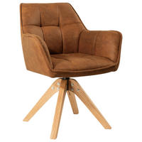 ARMLEHNSTUHL  Sitzfläche 360° drehbar, inklusive Armlehnen Webstoff  - Eichefarben/Orange, Basics, Holz/Textil (61/85/63cm) - MID.YOU