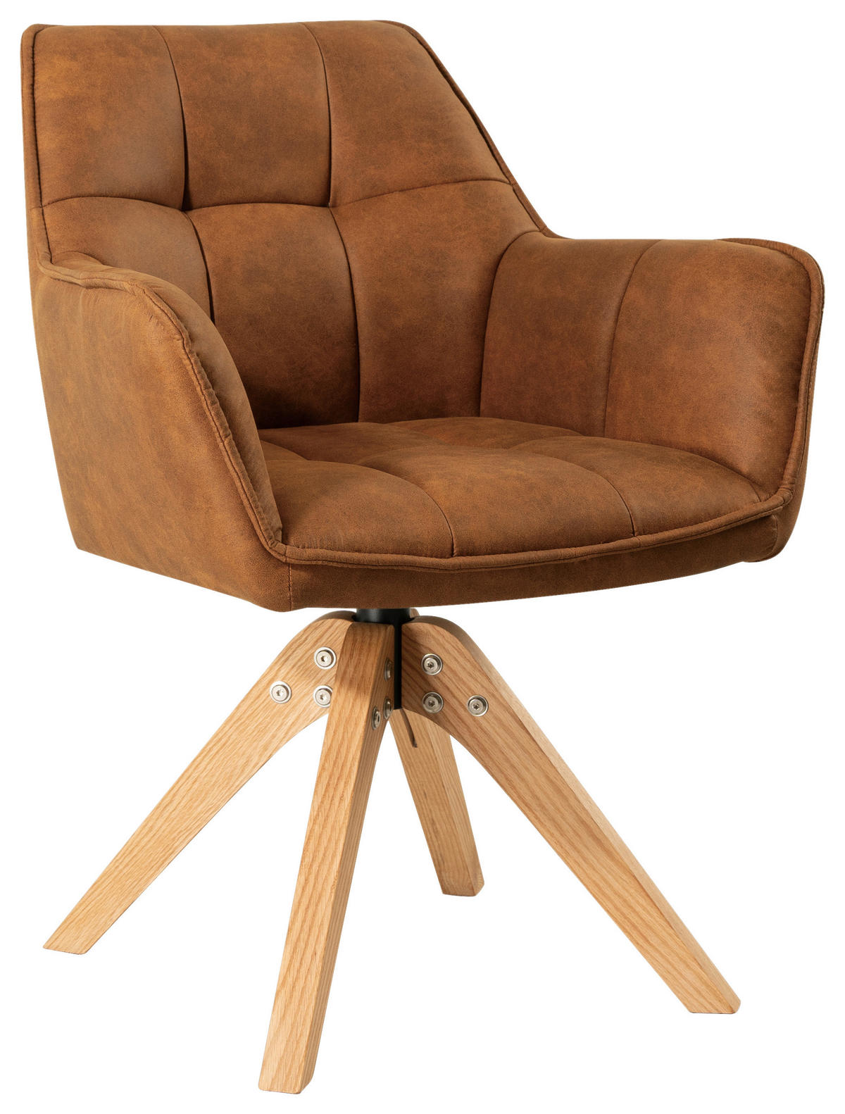 ARMLEHNSTUHL Webstoff  - Eichefarben/Orange, Basics, Holz/Textil (61/85/63cm) - MID.YOU