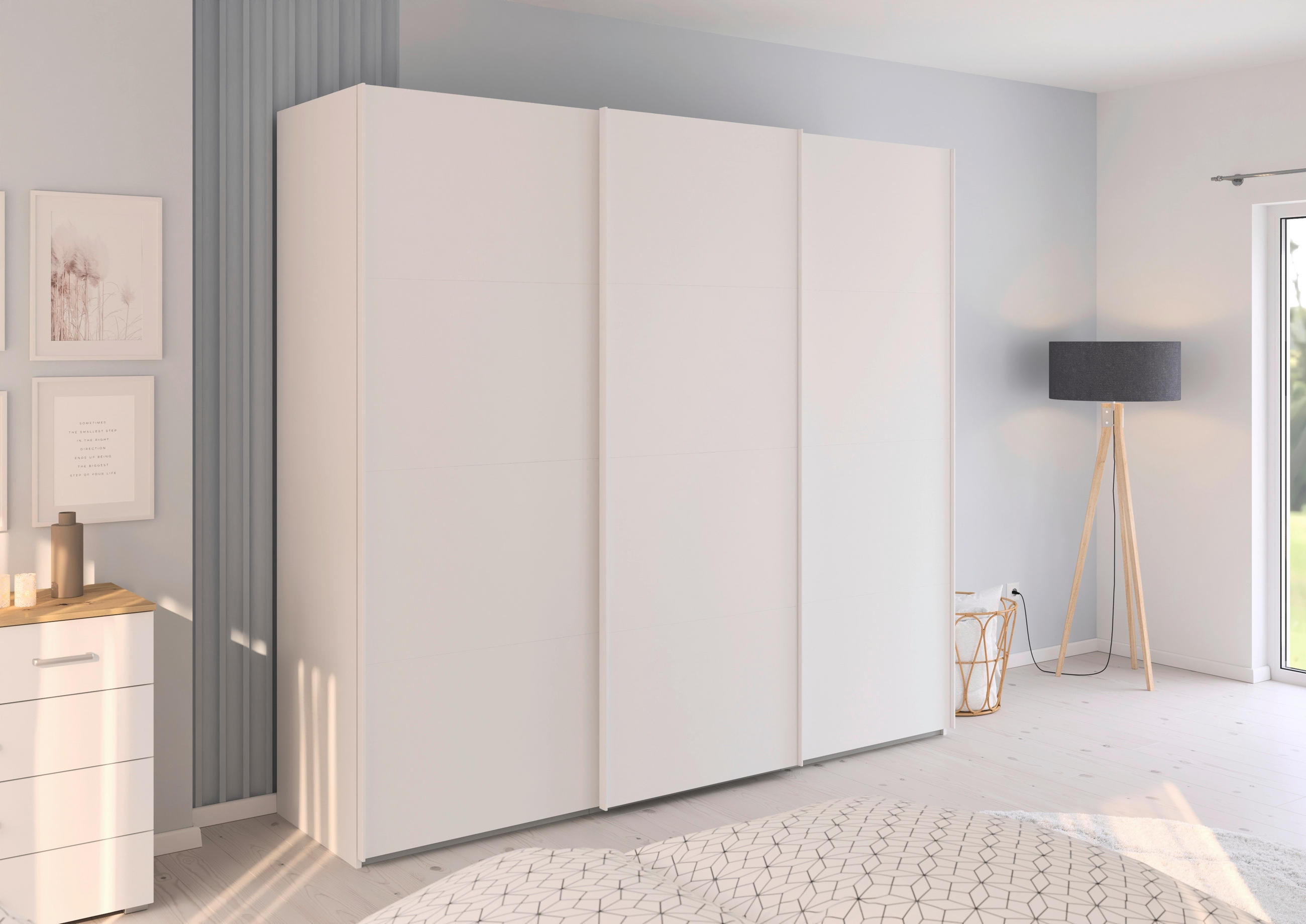 SCHWEBETÜRENSCHRANK 242/223/68 cm 3-türig Weiß  - Weiß, Design, Holzwerkstoff/Kunststoff (242/223/68cm) - Novel
