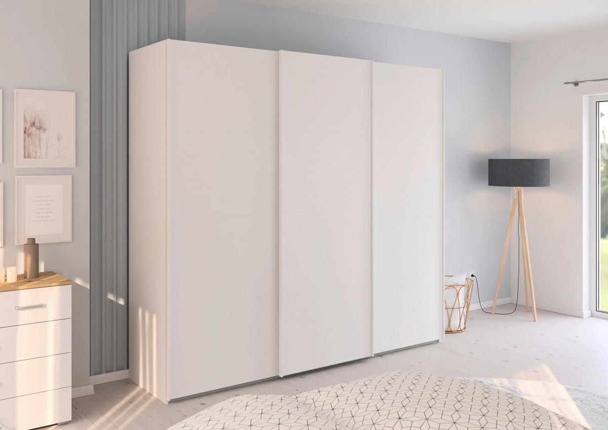 SCHWEBETÜRENSCHRANK 242/223/68 cm 3-türig Weiß  - Weiß, Design, Holzwerkstoff/Kunststoff (242/223/68cm) - Novel