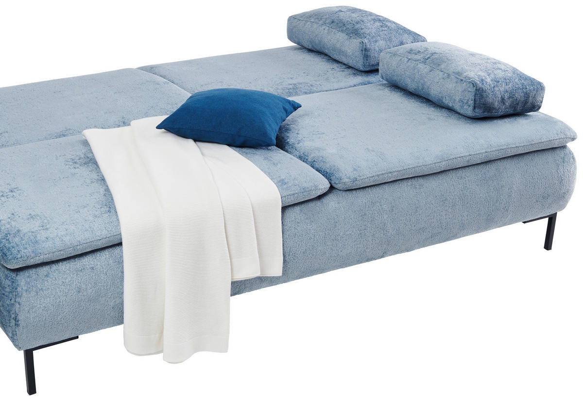 BOXSPRINGSOFA  mit Stoffauswahl Webstoff Blau  - Blau/Schwarz, Design, Textil/Metall (202/93/100cm) - Novel