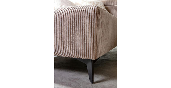 ECKSOFA Taupe Cord Rücken echt, Kopfteilverstellung, Sitzvorzug  - Taupe/Schwarz, KONVENTIONELL, Textil/Metall (170/257cm) - Carryhome
