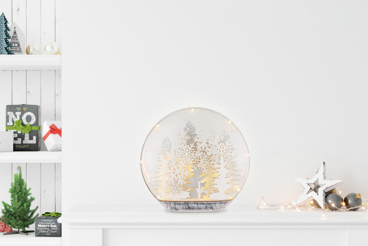 STONA LED LAMPA - prozirna/bela, Osnovno, drvo/plastika (26/7/24,5cm)