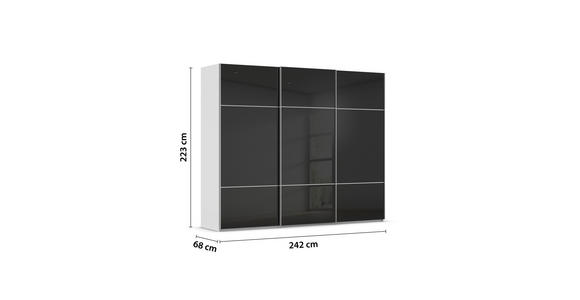 SCHWEBETÜRENSCHRANK 242/223/68 cm 3-türig Grau, Schwarz - Alufarben/Schwarz, KONVENTIONELL, Glas/Holzwerkstoff (242/223/68cm) - Novel