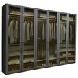DREHTÜRENSCHRANK 300/236/58 cm,  in Graphitfarben, 6-türig  - Schwarz/Graphitfarben, Design, Glas/Holzwerkstoff (300/236/58cm) - Novel