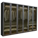 DREHTÜRENSCHRANK 300/236/58 cm,  in Graphitfarben, 6-türig  - Schwarz/Graphitfarben, Design, Glas/Holzwerkstoff (300/236/58cm) - Novel