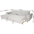 ECKSOFA inkl. Funktionen Hellgrau Cord  - Silberfarben/Hellgrau, Design, Textil/Metall (167/250cm) - Xora