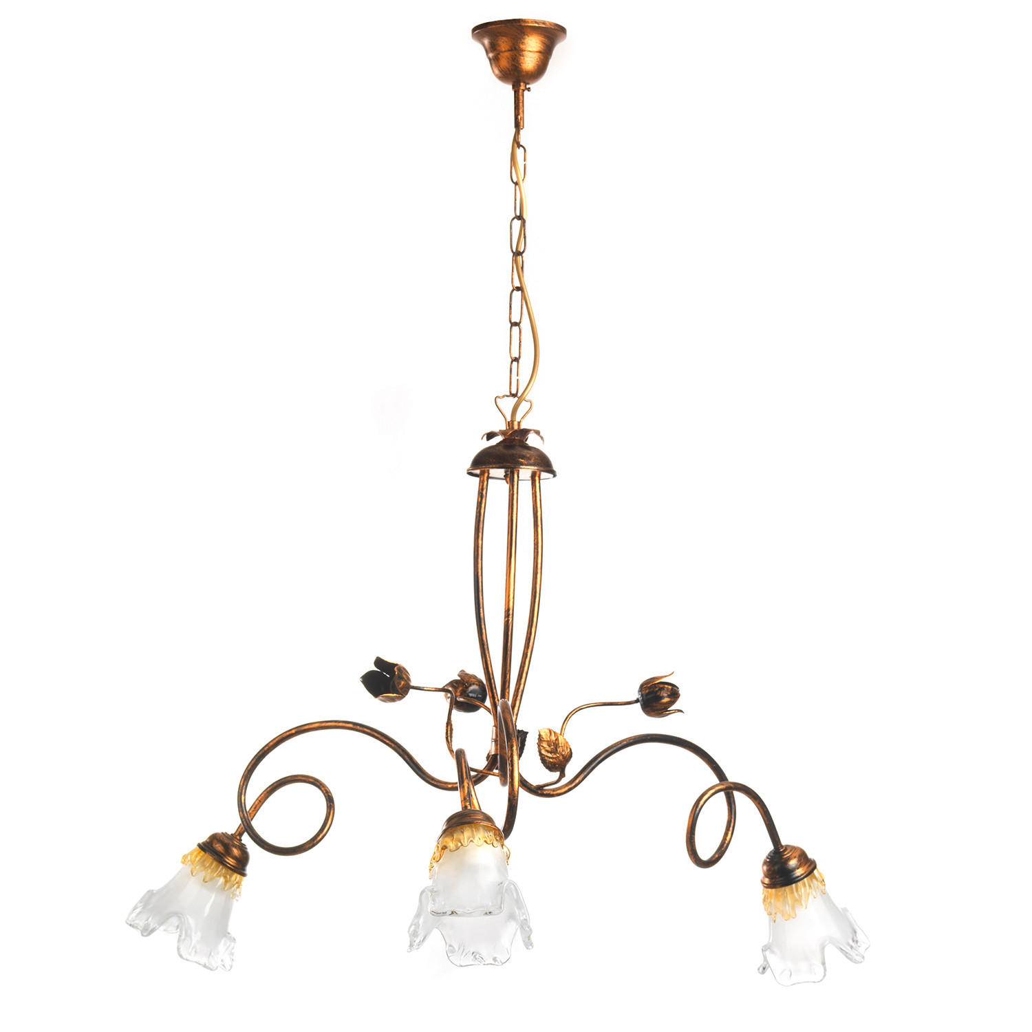KRONLEUCHTER 73/88 cm   - Bronzefarben, KONVENTIONELL, Glas/Metall (73/88cm)