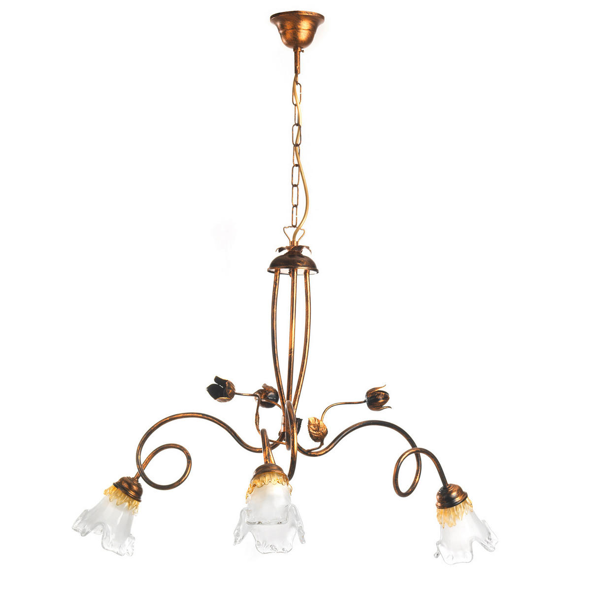 KRONLEUCHTER 73/88 cm   - Bronzefarben, KONVENTIONELL, Glas/Metall (73/88cm)