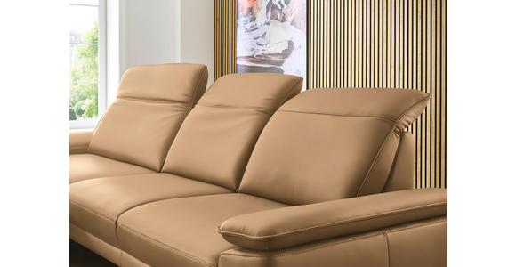 ECKSOFA in Echtleder Honig 193/332 cm - Schwarz/Honig, Design, Leder/Metall (193/332cm) - Dieter Knoll