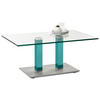 COUCHTISCH in Metall, Glas 110/70/46-65 cm  - Türkis/Edelstahlfarben, Design, Glas/Kunststoff (110/70/46-65cm)