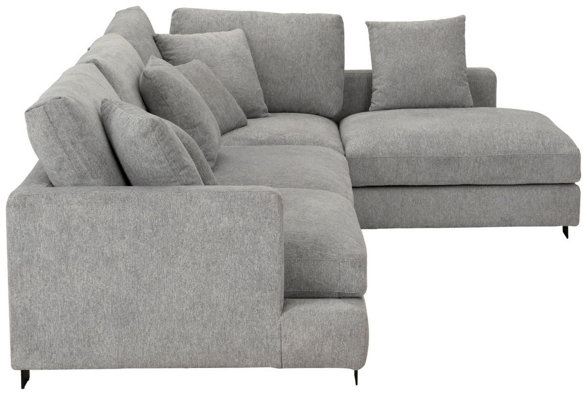 ECKSOFA Grau Webstoff  - Schwarz/Grau, Design, Textil/Metall (323/212cm) - Livetastic