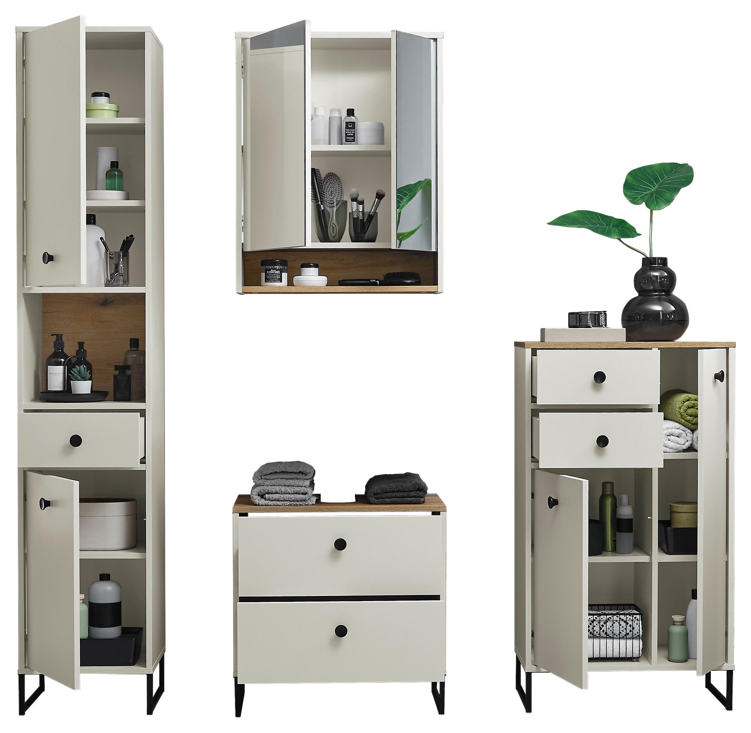 Thumbnail - Mid.you Spiegelschrank, Eiche, Kaschmir, Holzwerkstoff, 1 Fächer, 60x75x22 cm, Badezimmer, Badezimmerspiegel, Spiegelsch...