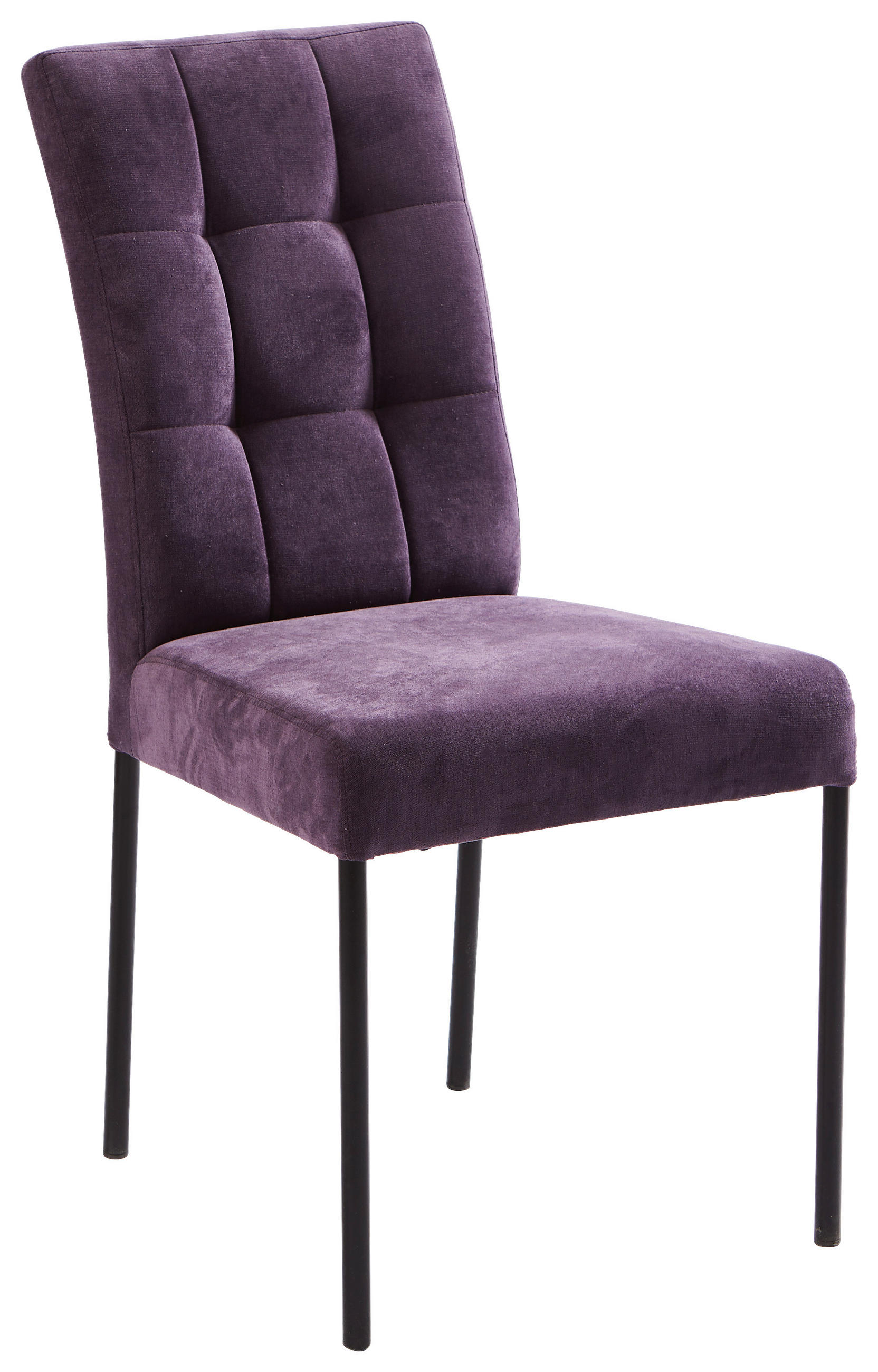 STUHL Webstoff Schwarz, Violett Eisen - Violett/Schwarz, Design, Textil/Metall (46/91/61cm) - Xora