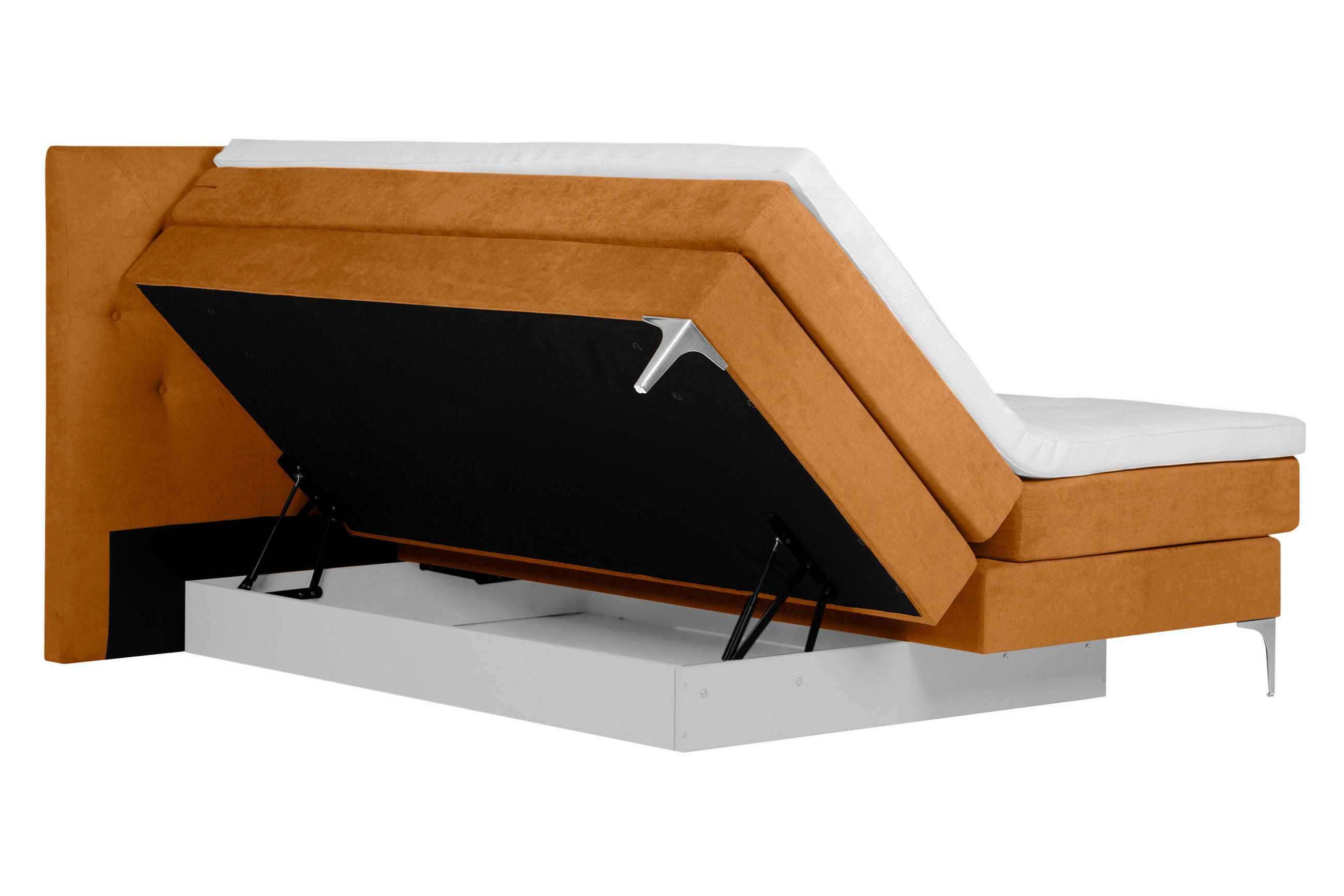 BOXSPRINGBETT 160/200 cm  in Currygelb  - Chromfarben/Currygelb, Design, Textil/Metall (160/200cm) - Welnova