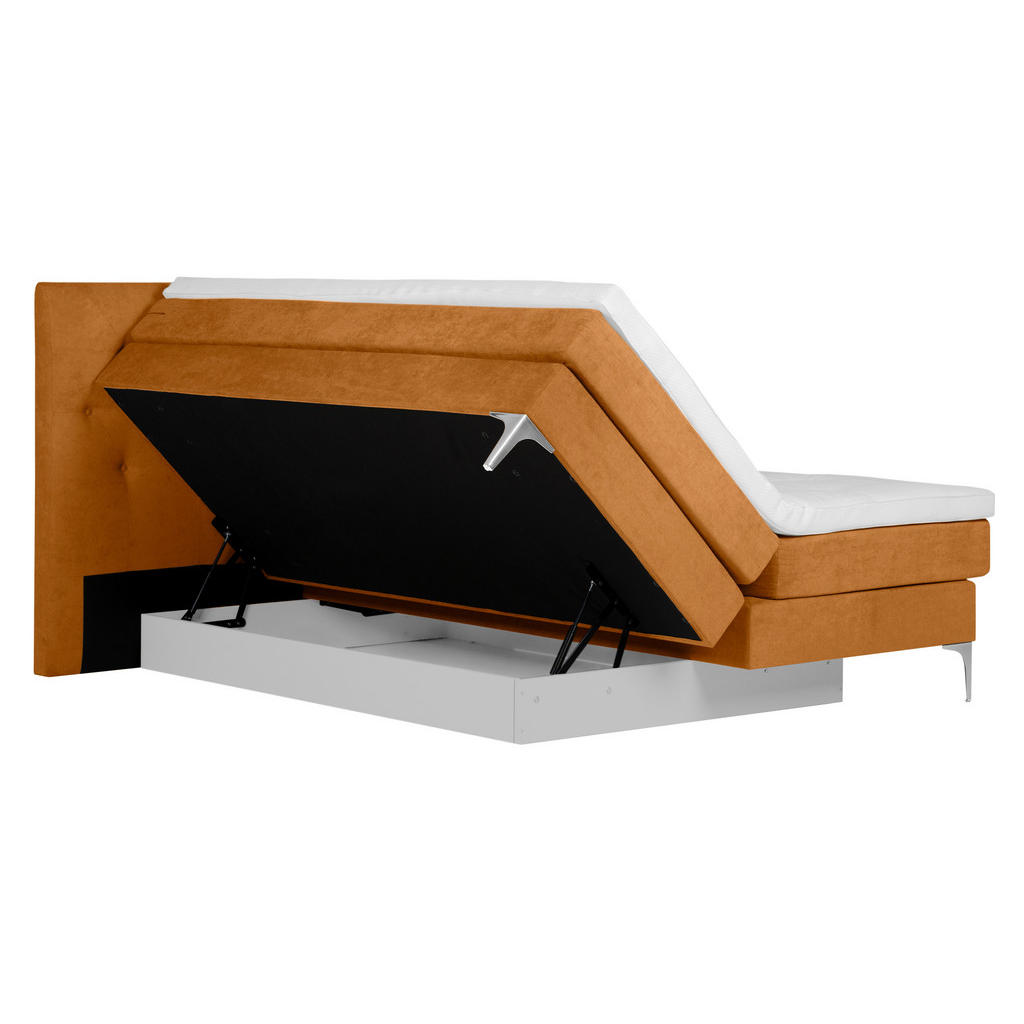 Thumbnail - Welnova Boxspringbett, Currygelb, Textil, H5, 7-Zonen, Höhe ca. 17 cm, 180x200 cm, Bettkasten, gepolstertes Kopfteil, St...