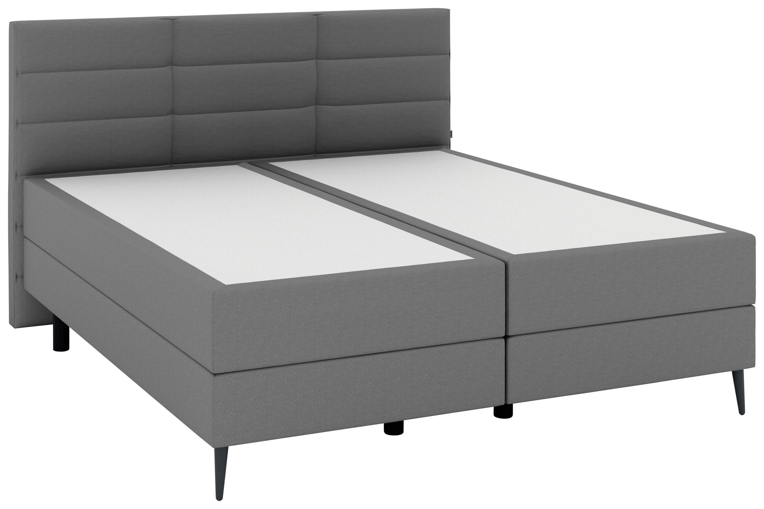 BOXSPRINGBETT 180/200 cm,  in Grau, gepolstertes Kopfteil, Matratzen, H4 + H4 = sehr fest  - Anthrazit/Schwarz, KONVENTIONELL, Holzwerkstoff/Kunststoff (180/200cm) - Musterring