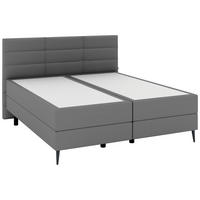 BOXSPRINGBETT 180/200 cm,  in Grau, gepolstertes Kopfteil, Matratzen, H4 + H4 = sehr fest  - Anthrazit/Schwarz, KONVENTIONELL, Holzwerkstoff/Kunststoff (180/200cm) - Musterring