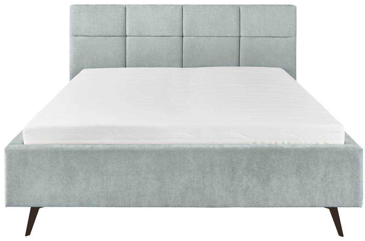 POLSTERBETT 140/200 cm,  in Hellblau,  - Schwarz/Hellblau, KONVENTIONELL, Textil/Metall (140/200cm) - SetOne by Musterring