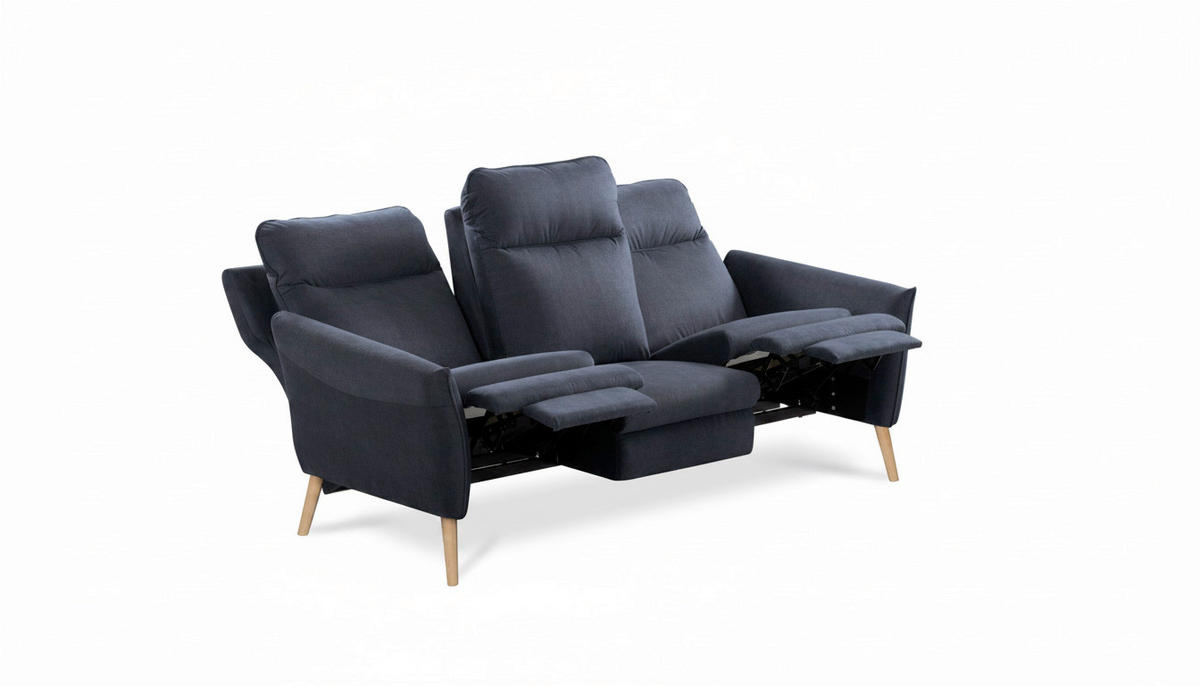 3-SITZER-SOFA  in Mikrofaser Blau Skandinavisch, Modern  - Blau/Buchefarben, Design, Holz/Textil (202/110/92cm) - Livetastic