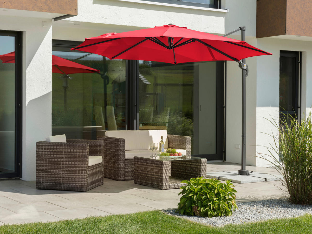 BOČNÍ SLUNEČNÍK 352/244/300 cm - antracitová/červená, Basics, kov/textil (352/244/300cm)