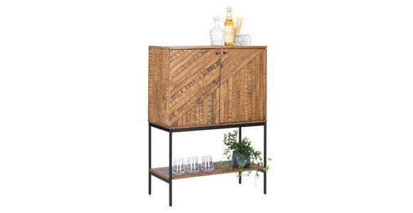 BAR in Schwarz, Hellbraun  - Hellbraun/Schwarz, LIFESTYLE, Holz/Metall (80/40/111cm) - Ambia Home