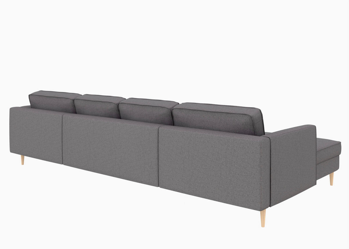 WOHNLANDSCHAFT Anthrazit Struktur  - Anthrazit/Buchefarben, MODERN, Holz/Textil (161/306/161cm) - Trendmanufaktur