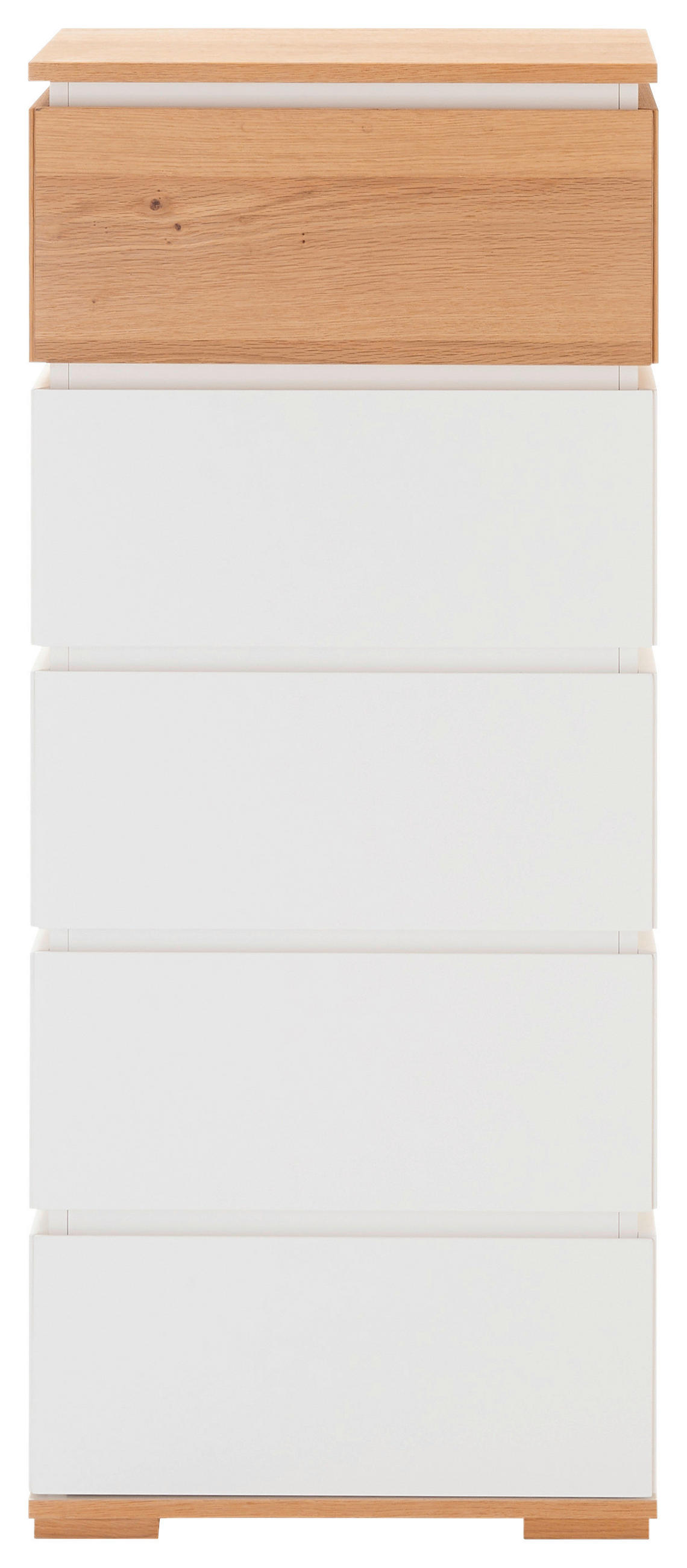 Thumbnail - Novel Kommode, Weiß, Eiche, Holz, Holzwerkstoff, Eiche, furniert, 5 Schublade(n) Schubladen, 50x118x40 cm, Beimöbel erhä...