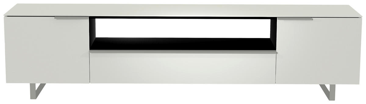 LOWBOARD Weiss, Alufarben  210/51/45 cm  - Weiss/Alufarben, Design, Glas/Holzwerkstoff (210/51/45cm) - Moderano