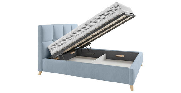 POLSTERBETT Bettkasten, Lattenrost 160/220 cm in Hellblau - Buchefarben/Hellblau, KONVENTIONELL, Holz/Textil (160/220cm) - Carryhome