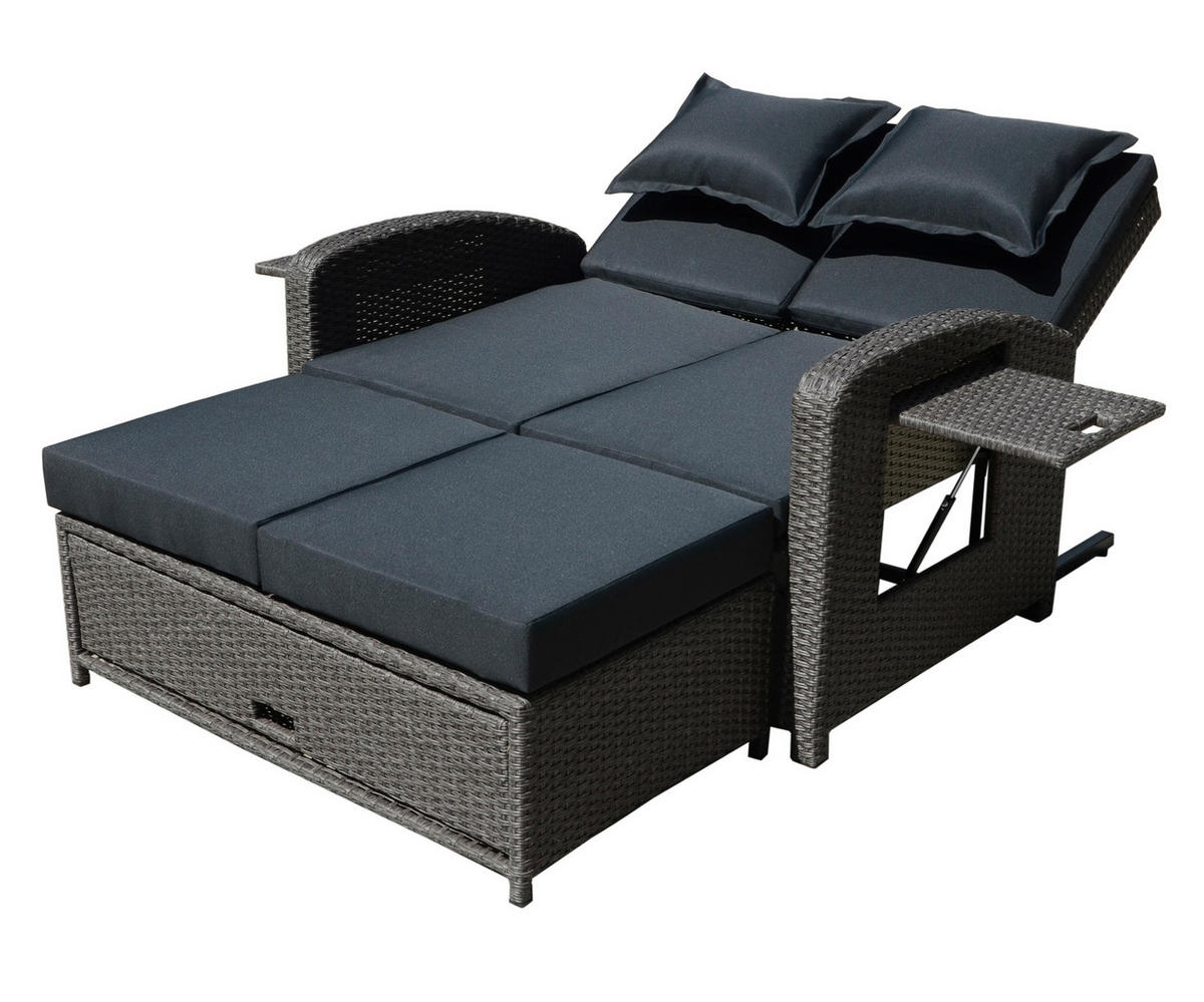 LOUNGESOFA Stahl  - Schwarz, Basics, Kunststoff/Textil - Gardenson
