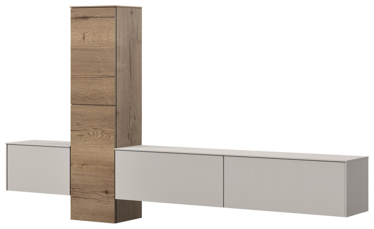 WOHNWAND  in Grau, Eichefarben  282/160/37 cm  - Eichefarben/Grau, Design, Holzwerkstoff (282/160/37cm) - Celina Home
