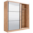SCHIEBETÜRENSCHRANK 213/215,5/60 cm 2-türig Eiche Artisan  - Schwarz/Eiche Artisan, Basics, Glas/Holzwerkstoff (213/215,5/60cm) - Xora