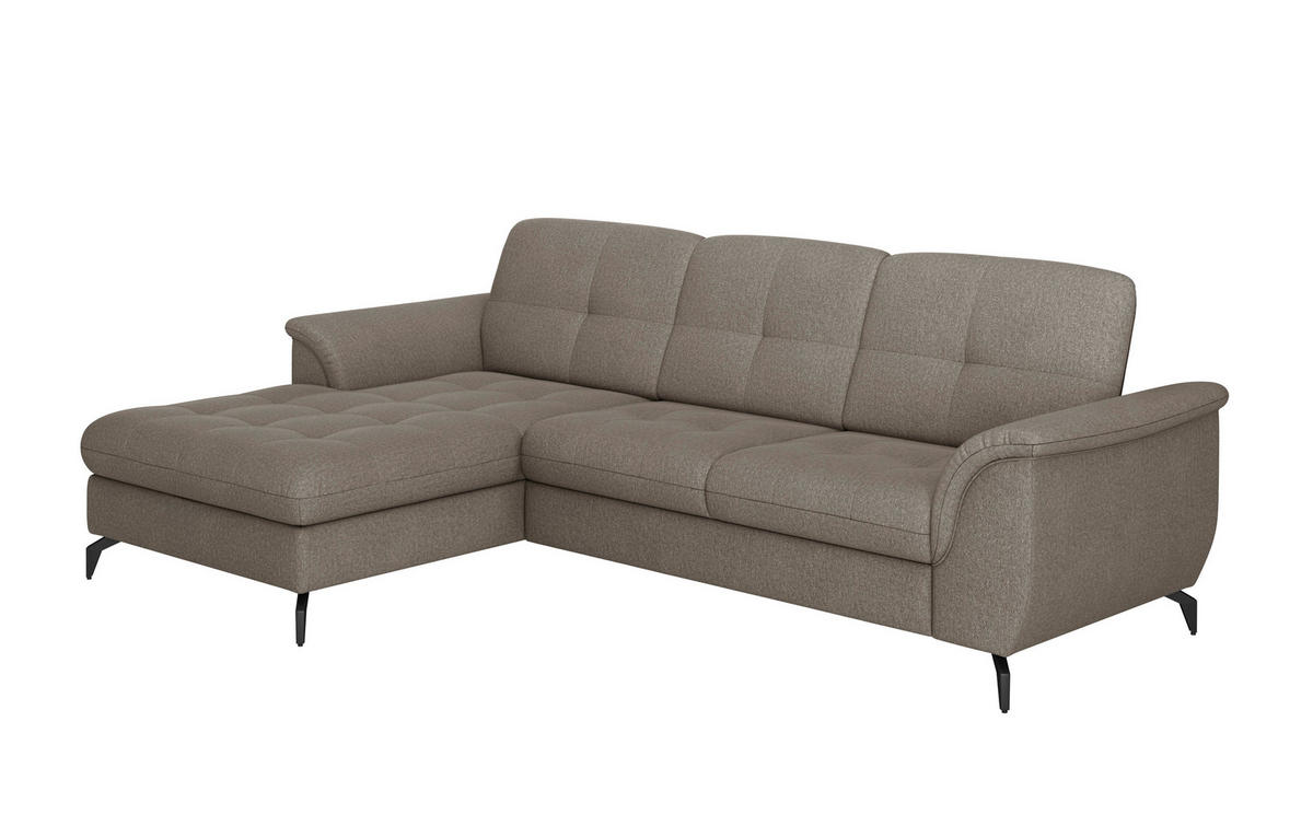 ECKSOFA ZORA E Schlammfarben Flachgewebe  - Schlammfarben/Schwarz, MODERN, Textil/Metall (164/262cm) - Sit & More