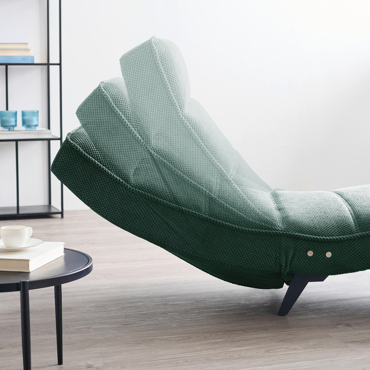 RELAXLIEGE in Webstoff Waldgrün  - Waldgrün/Schwarz, Design, Textil/Metall (78/83/168cm) - Welnova