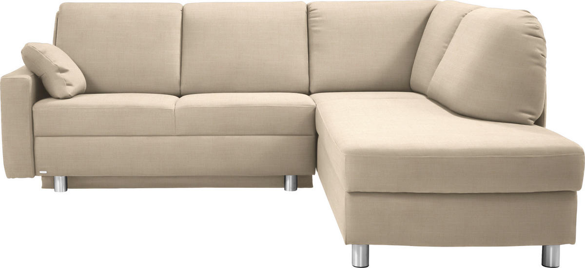 ECKSOFA  in Chenille Creme  227/208 cm  - Creme/Alufarben, KONVENTIONELL, Textil/Metall (227/208cm) - Sedda