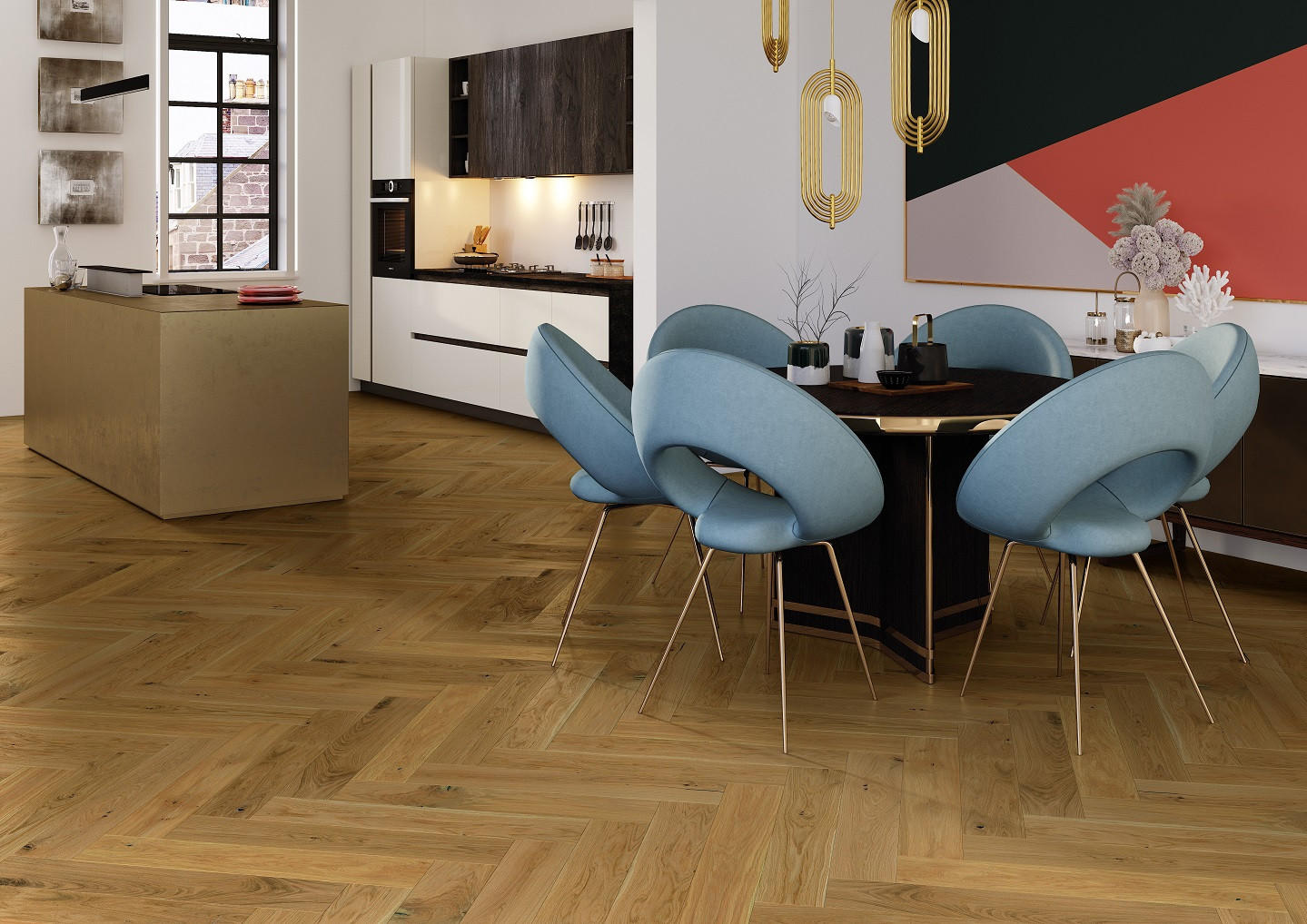 FISCHGRÄT Eiche Mainland  per  m² - Eichefarben, Design, Holz (72,5/13/1,4cm) - Ambiente