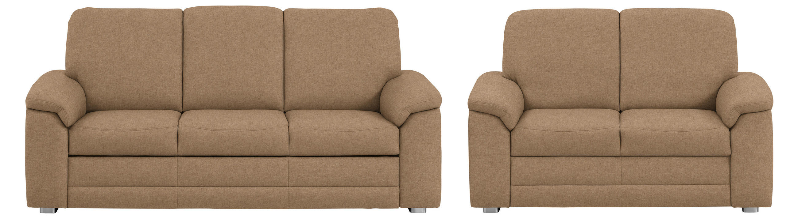 SITZGARNITUR Chenille Altrosa, Hellbraun  - Hellbraun/Alufarben, Konventionell, Textil/Metall (208/156/96/89cm) - Beldomo Comfort