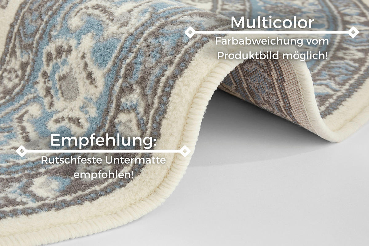 FLACHWEBETEPPICH 160 cm Mirkan Hellblau, Creme  - Creme/Hellblau, Basics, Kunststoff/Textil (160cm) - Hanse Home