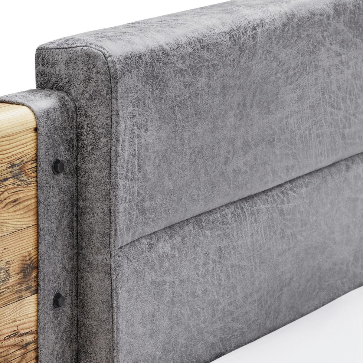 BETTANLAGE - Fichtefarben/Grau, MODERN, Textil (180/200cm) - Livetastic