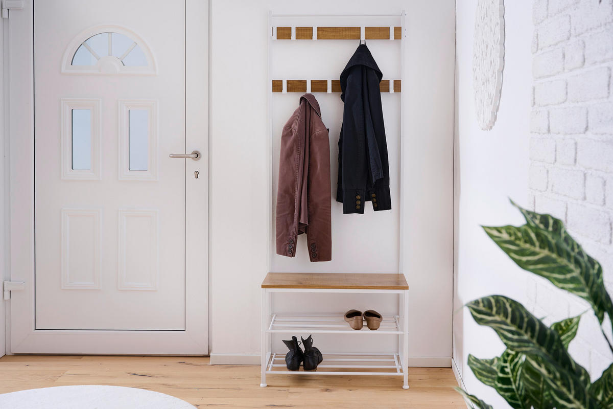 GARDEROBE  in 70/175/32.5 cm  - Naturfarben/Weiß, MODERN, Holzwerkstoff/Metall (70/175/32.5cm) - PBJ