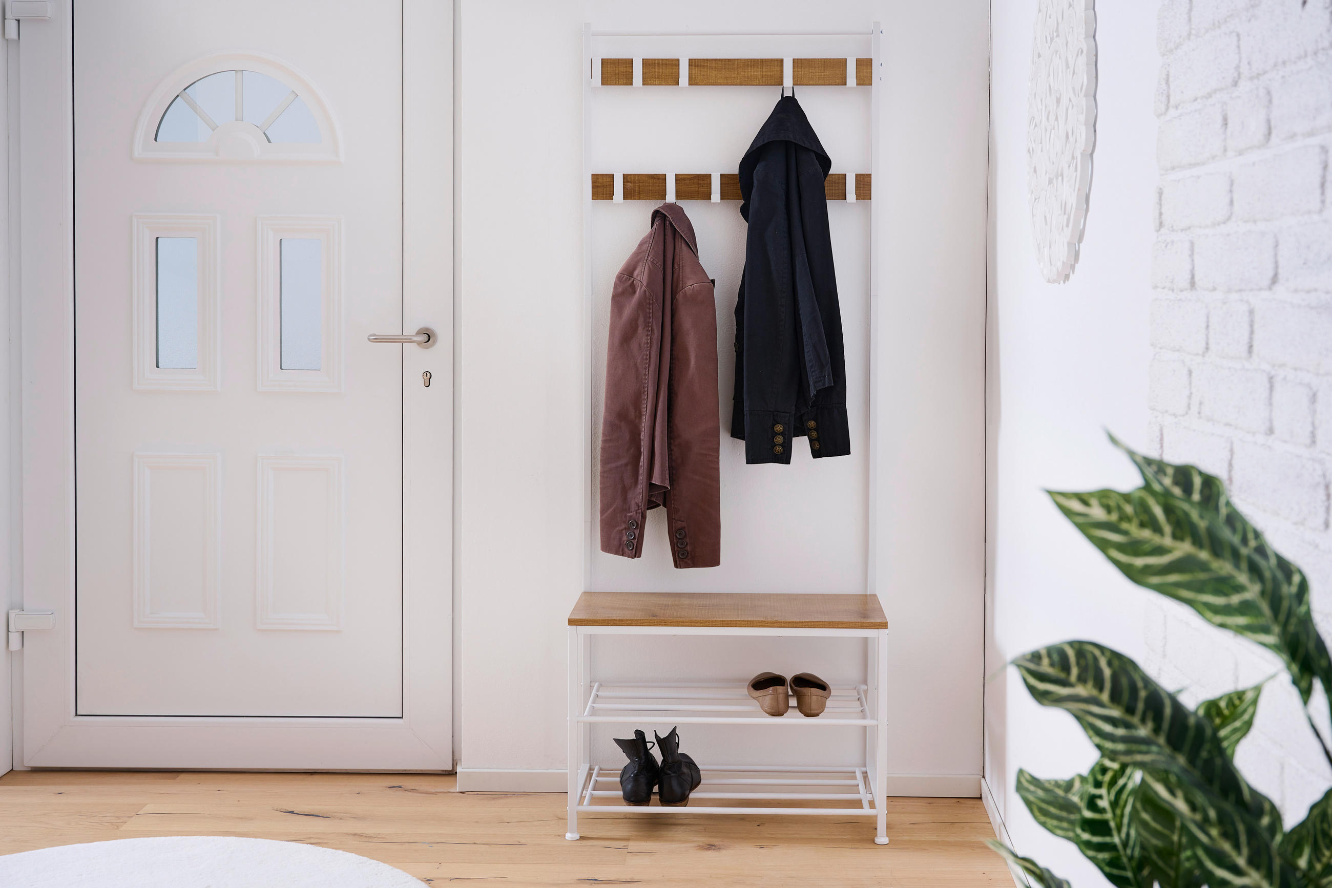 Thumbnail - PBJ Garderobe, Natur, Weiß, Metall, Holzwerkstoff, 70x175x32.5 cm, Garderobe, Garderoben-Sets & Serien, Garderoben-Sets