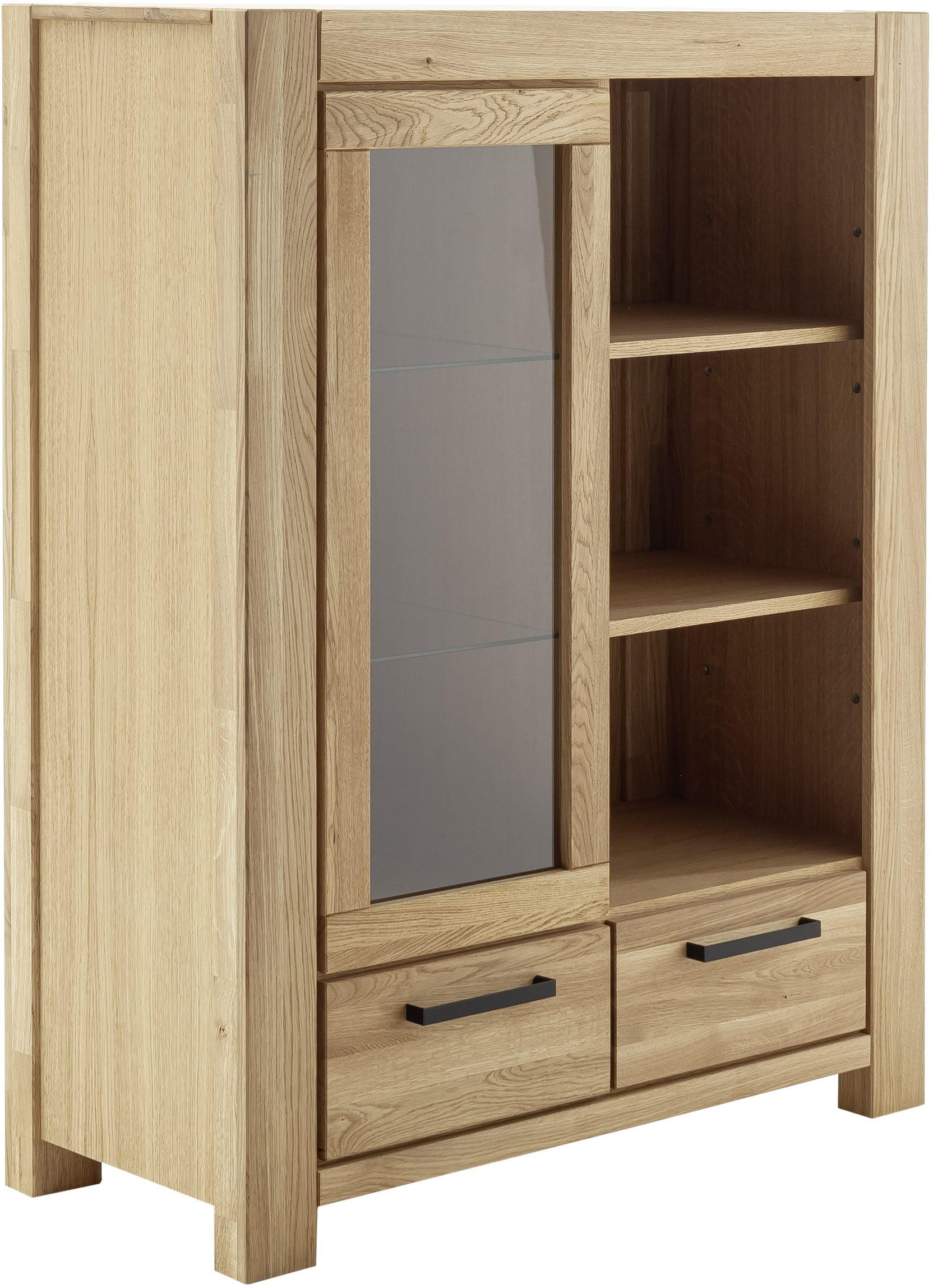 HIGHBOARD  in 109/140/45 cm  - Wildeiche/Schwarz, Natur, Glas/Holz (109/140/45cm) - Carryhome
