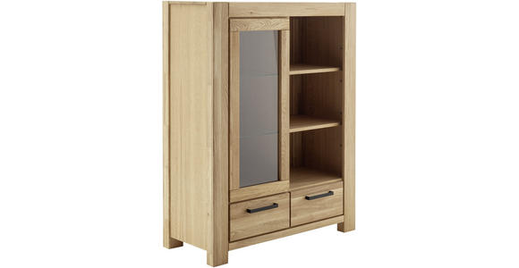 HIGHBOARD 109/140/45 cm  - Wildeiche/Schwarz, Natur, Glas/Holz (109/140/45cm) - Carryhome