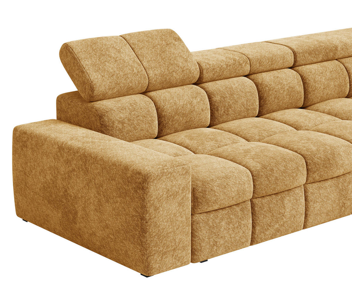 ECKSOFA  in Chenille Goldfarben  - Goldfarben/Schwarz, MODERN, Kunststoff/Textil (292/204cm) - Milino