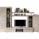 WOHNWAND 308/212/50 cm  in Eichefarben  - Eichefarben/Silberfarben, Design, Glas/Holzwerkstoff (308/212/50cm) - Carryhome