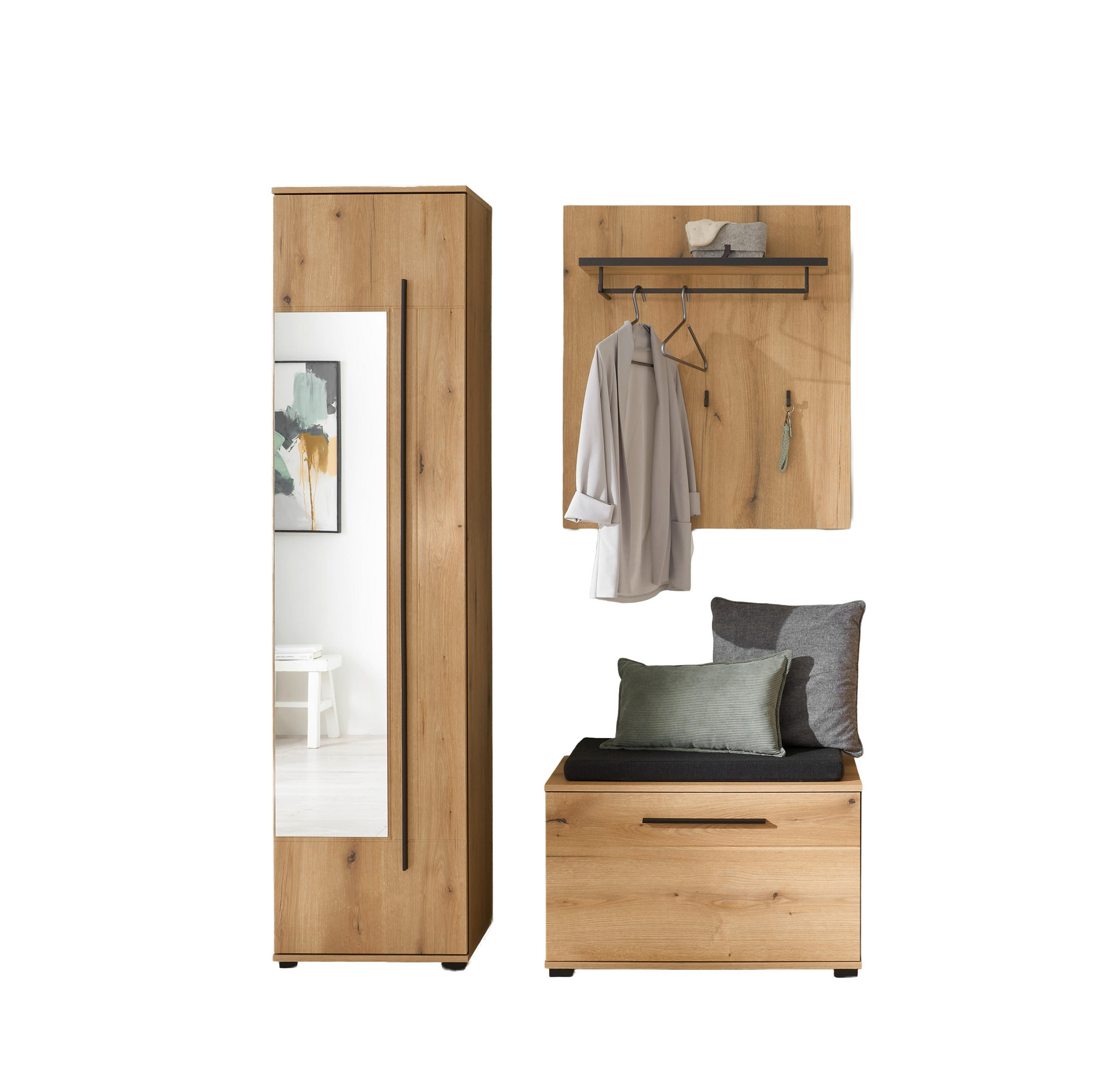 GARDEROBE 4-teilig  in 140/201/39 cm  - Eichefarben, MODERN, Holzwerkstoff (140/201/39cm) - MID.YOU