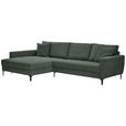 ECKSOFA in Cord Waldgrün  174/283 cm  - Waldgrün/Schwarz, Design, Textil/Metall (174/283cm) - Xora
