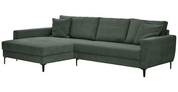 ECKSOFA in Cord Waldgrün 174/283 cm - Waldgrün/Schwarz, Design, Textil/Metall (174/283cm) - Xora